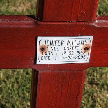 WILLIAMS Jenifer nee COZETT 1952-2005