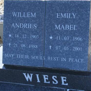 WIESE Willem Andries 1903-1988 &amp; Emily Mabel 1906-2001
