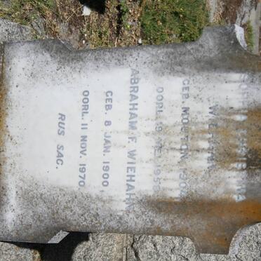 WIEHAHN Abraham F. 1900-1970 &amp; Sophia Christina MOUTON 1904-1958