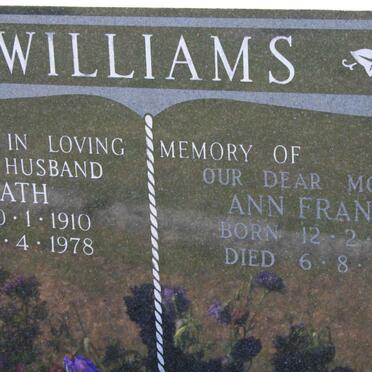 WILLIAMS Goliath 1910-1978 &amp; Ann Francis 1910-1997