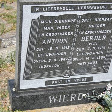 WIERDA Antoon 1912-1967 &amp; Berber VELT 1914-1998
