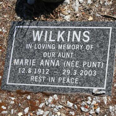 WILKINS Marie Anna nee PUNT 1912-2003