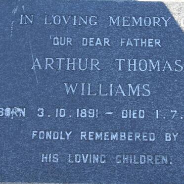 WILLIAMS Arthur Thomas 1891-1973