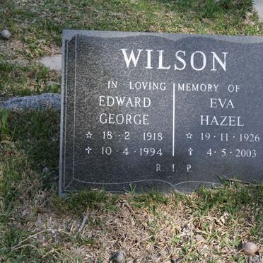 WILSON Edward George 1918-1994 &amp; Eva Hazel 1926-2003