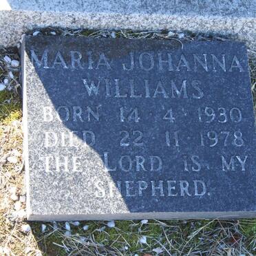 WILLIAMS George 1921-1964 &amp; Maria Johanna 1930-1978