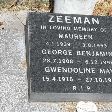 ZEEMAN George Benjamin 1908-1998 :: ZEEMAN Gwendoline May 1915-1999 :: ZEEMAN Maureen 1939-1953 
