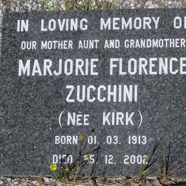 ZUCCHINI Marjorie Florence nee KIRK 1913-2002