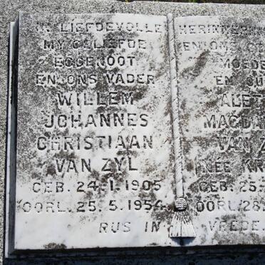 ZYL Willem Johannes Christiaan, van 1905-1954 &amp; Aletta Magdalena KRUGER 1904-1967