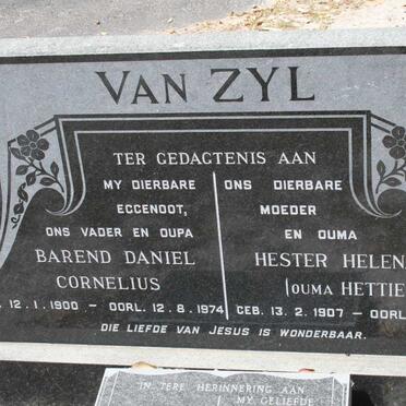 ZYL Barend Daniel Cornelius, van 1900-1974 &amp; Hester Helena 1907-1983 :: ?