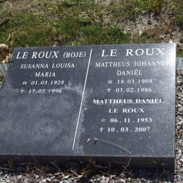 zzROUX Mattheus Johannes Daniel, le 1908-1996 &amp; Susanna Louisa Maria BOJE 1928-1996 :: ROUX Mattheus Daniel, le 1953-2007
