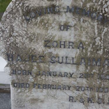 SULLAIMAN Zohra Hajee 1908-1908