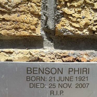 PHIRI Benson 1921-2007