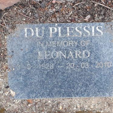 PLESSIS Leonard, du 1928-2010