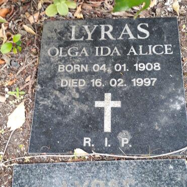 LYRAS Olga Ida Alice 1908-1997