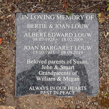 LOUW Albert Edward 1928-2005 &amp; Joan Margaret 1933-2019