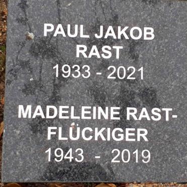 RAST Paul Jakob 1933-2021 :: FLUCKIGER Madeleine, RAST 1943-2019