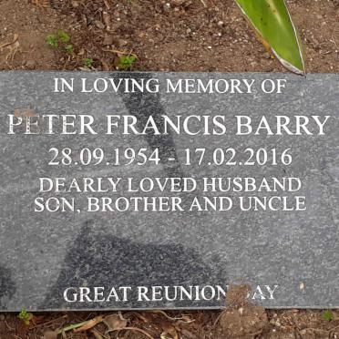 BARRY Peter Francis 1954-2016