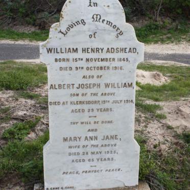 ADSHEAD William Henry 1845-1916 &amp; Mary Ann Jane -1925 :: ADSHEAD Albert Joseph William 1885-1914