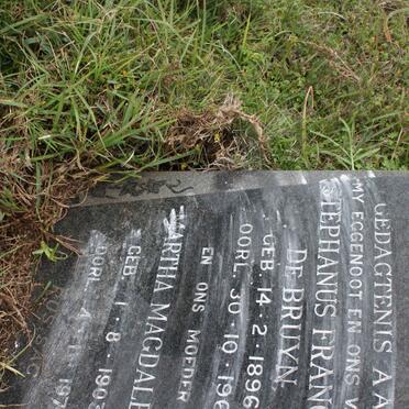 BRUYN Stephanus Francois, de 1896-1967 &amp; Martha Magdalena 1903-1973