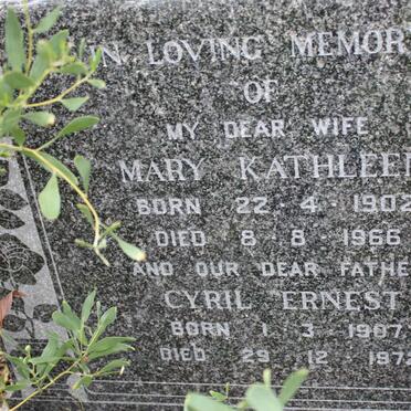 BERRIDGE Cyril Ernest 1907-1972 &amp; Mary Kathleen 1902-1966