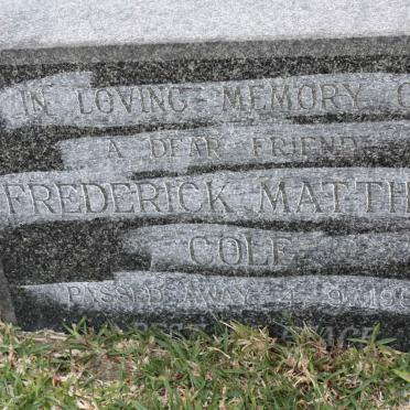 COLE Frederick Matthew -1987