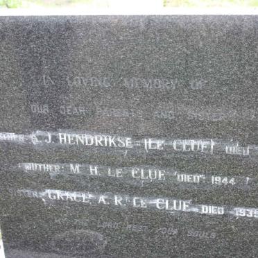 CLUE A.J. Hendrikse, le -1913 &amp; H.H. -1944 :: LE CLUE Grace -1935