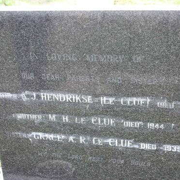 CLUE A.J. Hendrikse, le -1913 &amp; H.H. -1944 :: LE CLUE Grace -1935
