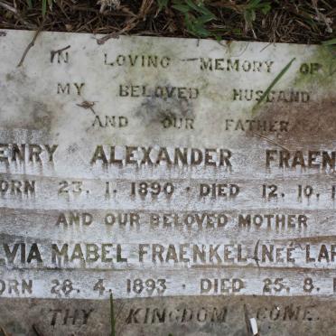 FRAENKEL Henry Alexander 1890-1963 &amp; Sylvia Mabel LARKIN 1893-1974