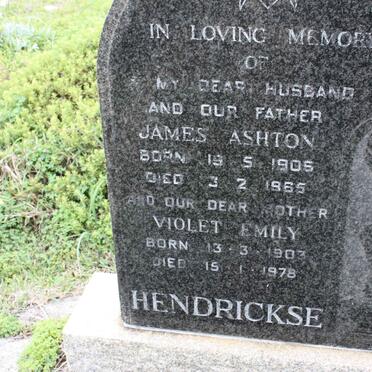 HENDRIKSE James Ashton 1905-1965 &amp; Violet Emily 1903-1978