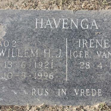 HAVENGA Willem H.J. 1921-1996 &amp; Irene M. VAN ZYL 1927-