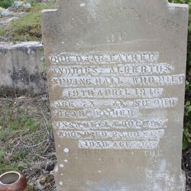 HALL Andries Albertus Spring -1916 &amp; Issabella ?UOCOR -1938