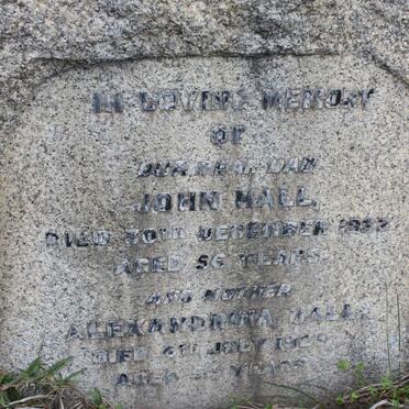 HALL John -1922 &amp; Alexandrina -1923