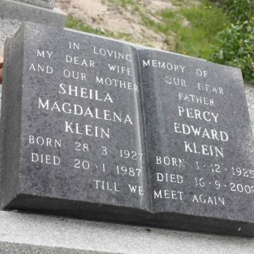 KLEIN Percy Edward 1925-2002 &amp; Sheila Magdalena 1927-1987