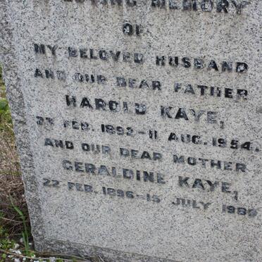 KAYE Harold 1892-1954 &amp; Geraldine 1896-1980