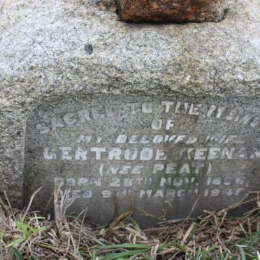 KEENAN Gertrude nee PEAT 1856-1946