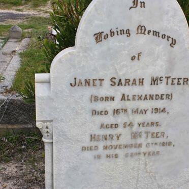 McTEER Henry -1918 &amp; Janet Sarah ALEXANDER -1914