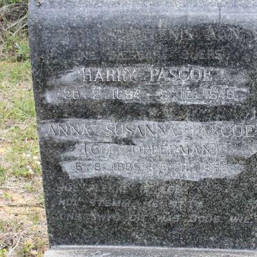 PASCOE Harry 1894-1949 &amp; Anna Susanna OPPERMAN 1889-1966