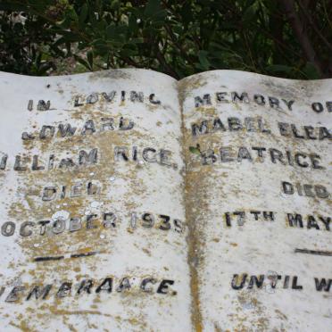 RICE Edward William -1935 &amp; Mabel Eleanore Beatrice -1959