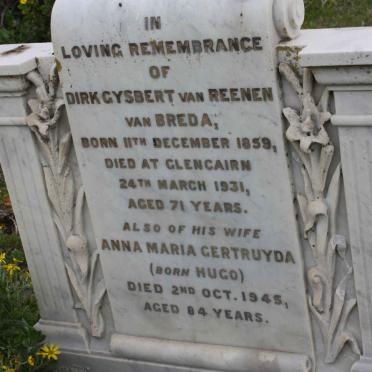 REENEN Dirk Gysbert, van 1859-1931 &amp; Anna Maria Gertruyda HUGO -1945