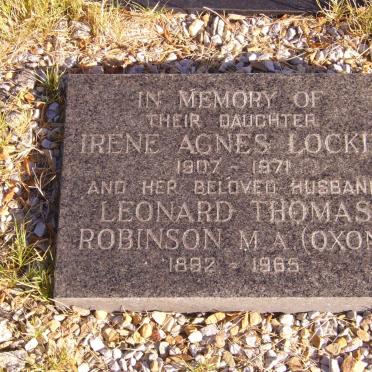 ROBINSON Leonard Thomas 1892-1965 &amp; Irene Agnes LOCKIE 1907-1971