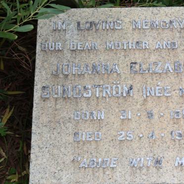 SUNDSTRÖM Johanna Elizabeth nee MOORE 1897-1966