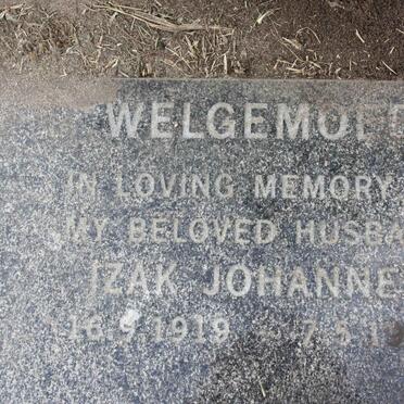 WELGEMOED Izak Johannes 1919-1999