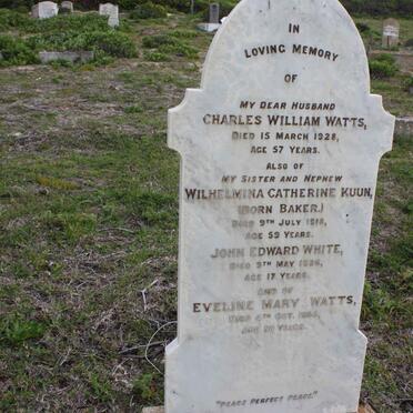 WATTS Charles William -1928 &amp; Eveline Mary -1964 :: KUUN Wilhelmina Catharina nee BAKER -1918 :: WHITE John Edward -1936