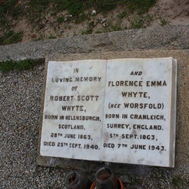 WHYTE Robert Scott 1863-1940 &amp; Florence Emma WORSFOLD 1863-1943