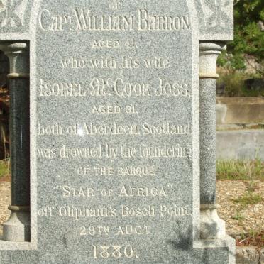 BARRON William -1830 &amp; Isabel McCook Joss -1830