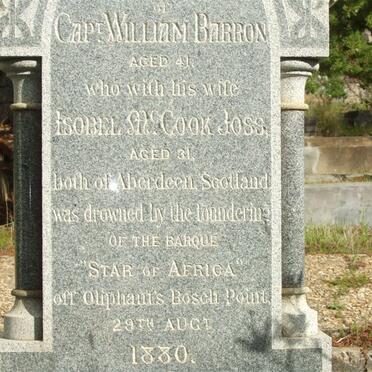 BARRON William -1830 &amp; Isabel McCook Joss -1830