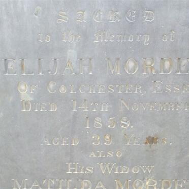 MORDEN Elijah -1858 &amp; Matilda -1864