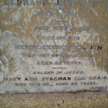 STAGMAN Henry George William -1911 :: STAGMAN Mary Ann nee CRAIG -1933