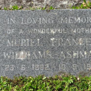ASHMAN Muriel Frances, WILLIAMS 1892-1976