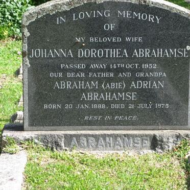 ABRAHAMSE Abraham Adrian 1888-1975 :: ABRAHAMSE Johanna Dorothea -1952
